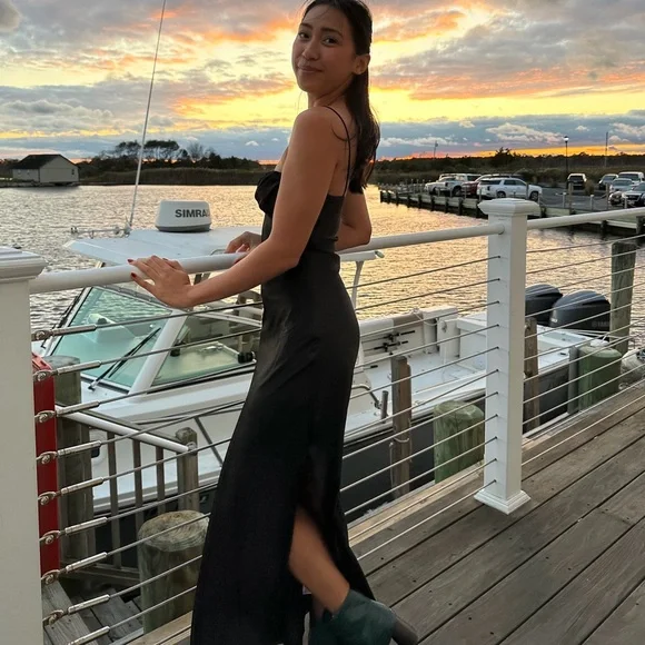 Princess Polly Black Satin Dress - Picture 2 of 4